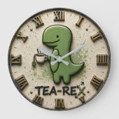 Tea-Rex Dinosaur Große Wanduhr (Vorderseite)