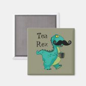 Tea Rex Funny Dinosaur Cartoon Innuendo Magnet (Vorderseite/Rückseite)