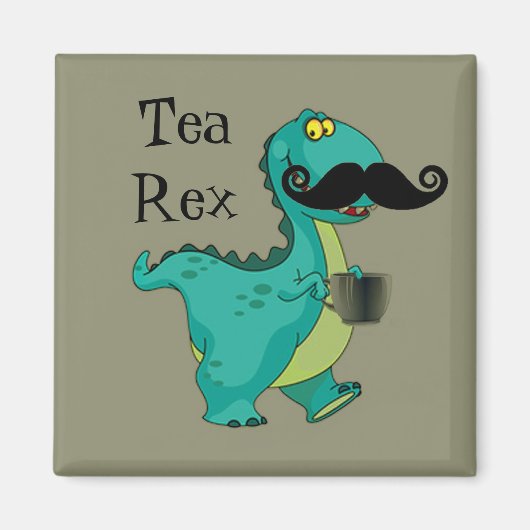 Tea Rex Funny Dinosaur Cartoon Innuendo Magnet (Vorne)