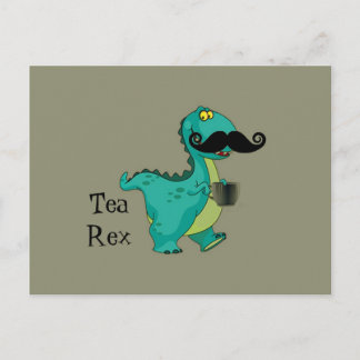 Tea-Rex Funny Dinosaur Cartoon Innuendo Postkarte