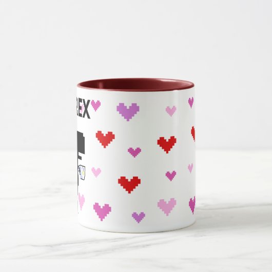 Tea-Rex mit Pixel Herzen Tasse (Zentrum)