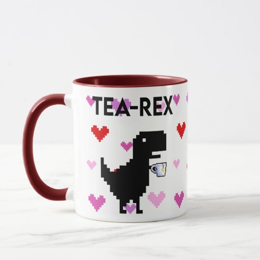 Tea-Rex mit Pixel Herzen Tasse (Links)