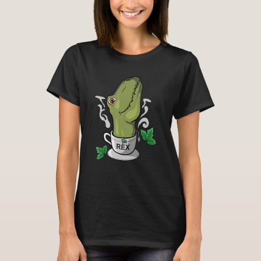 Tea Rex Tea Time Tea Drinker Dinosaur T-Shirt (Vorderseite)