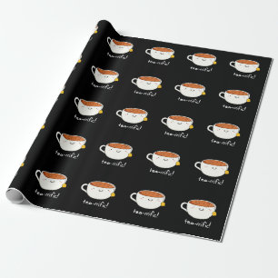 Tea-Rific Funny Cup of Tea Pun Dark BG Geschenkpapier