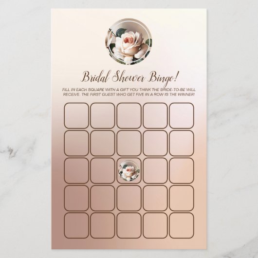 Tea Rose Brautparty Bingo Game (Vorderseite)