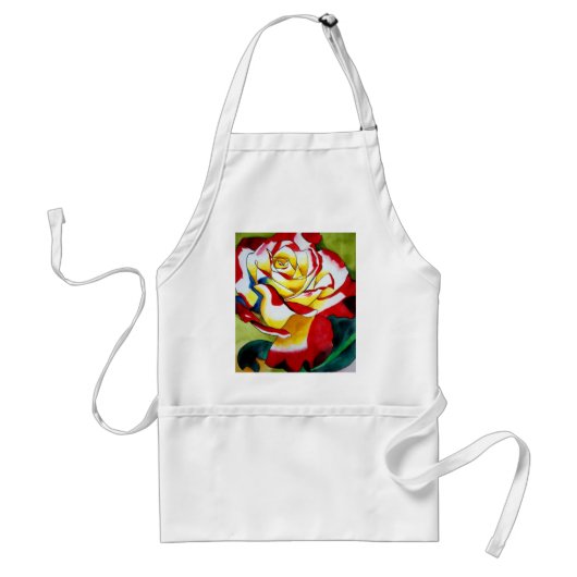 Tea Rose Original-Aquarell-Blumenkunst Schürze (Vorne)