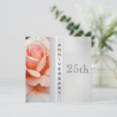 Tea Rose Silver Wedding Anniversary Einladung (Stehend Vorderseite)