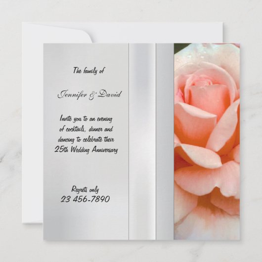 Tea Rose Silver Wedding Anniversary Einladung (Rückseite)