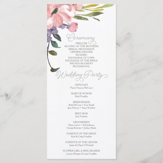 Tea Rose Wedding Program Programm (Rückseite)