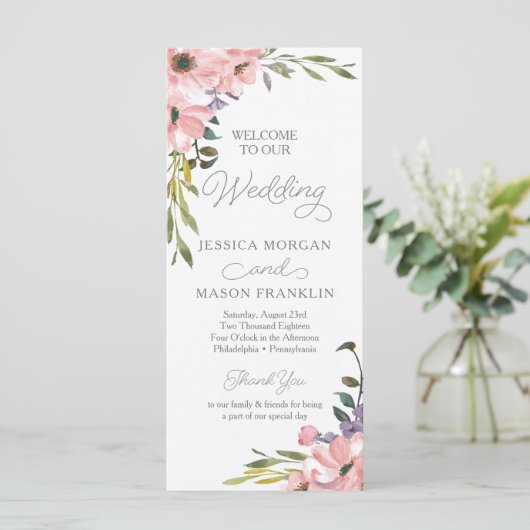 Tea Rose Wedding Program Programm (Stehend Vorderseite)
