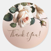 Tea Rose Wedding Vielen Dank Runder Aufkleber (Vorderseite)