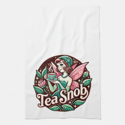 Tea Snob Fairy Geschirrtuch (Vertikal)