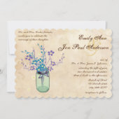 Tea Stain Aqua Lila Blume Mason Jar Einladung (Vorderseite)