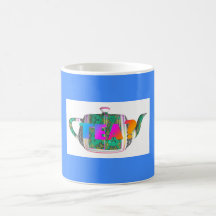 TEA? TEAPOT AUF BLAUE