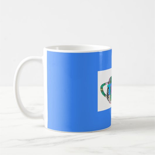 TEA? TEAPOT AUF BLAUE KAFFEETASSE (Links)