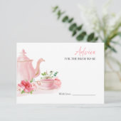 Tea Theme Brautparty Ratschläge für die Bride Card Einladung (Stehend Vorderseite)
