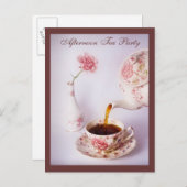 Tea Time, Afternoon Tea Party Einladungspostkarte (Vorne/Hinten)