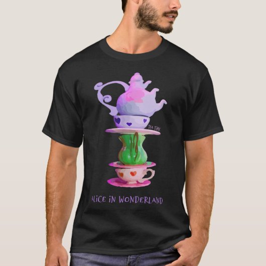 Tea Time - Alice im Wunderland - Teecup Stack - T-Shirt (Vorderseite)