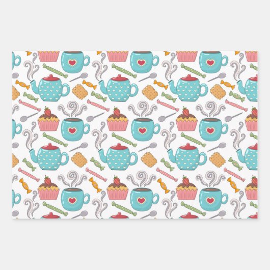 Tea Time and Süßigkeiten Wrapping Paper Set Geschenkpapier Set (Vorderseite)