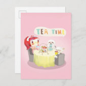 Tea Time Ankündigungspostkarte (Vorne/Hinten)