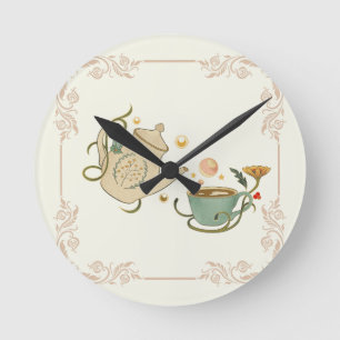 Tea Time Art, Grafik Design Runde Wanduhr