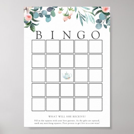 Tea Time Baby Bingo Game Card Poster (Vorne)