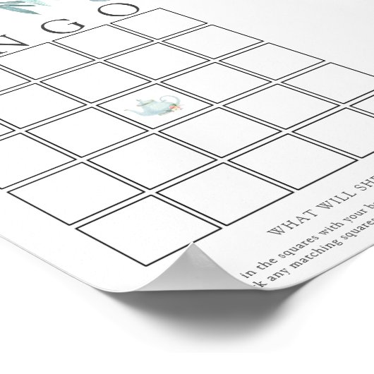 Tea Time Baby Bingo Game Card Poster (Ecke)