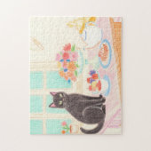 Tea-Time Black Cat Puzzle – Cozy Winter Gift Idea (Vertikal)