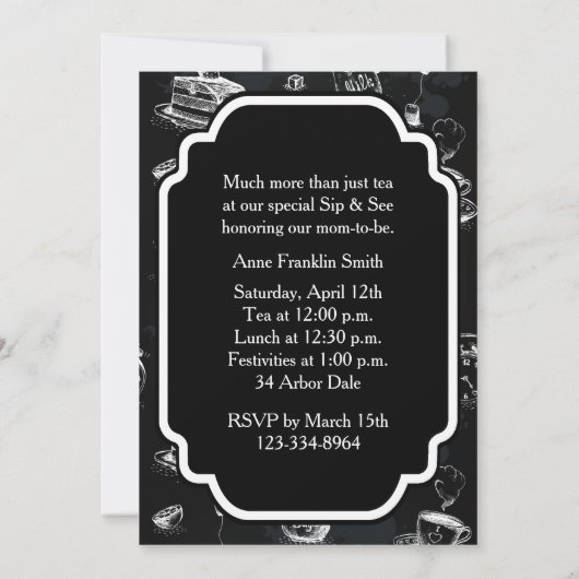 Tea Time Black Einladung (Rückseite)