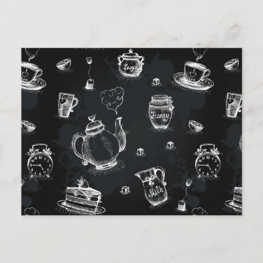 Tea Time Black Postkarte (Vorderseite)