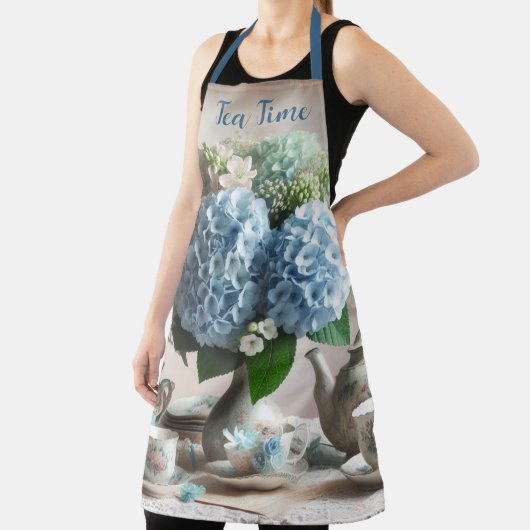 Tea Time Blue Hydrangea Floral Schürze (InSitu)