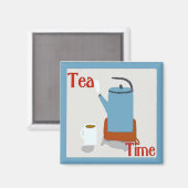 Tea Time Blue Pot Magnet (Vorderseite/Rückseite)