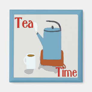 Tea Time Blue Pot Magnet