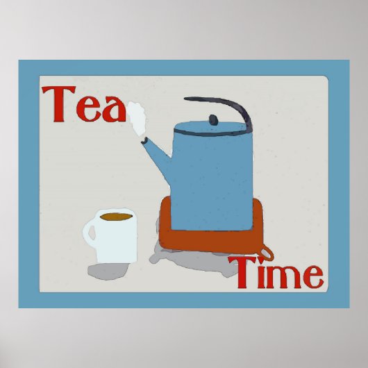 Tea Time Blue Pot Poster (Vorne)