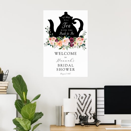 Tea Time Bridal Shower Welcome Sign Poster (Heimbüro)