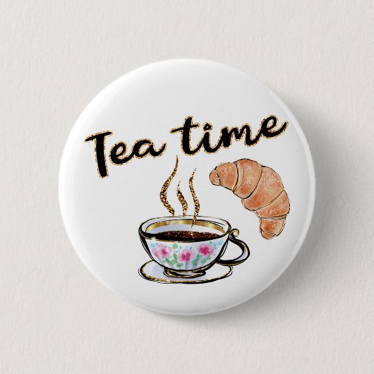 Tea Time Button, Tea Button, Rundtaste Button (Vorderseite)