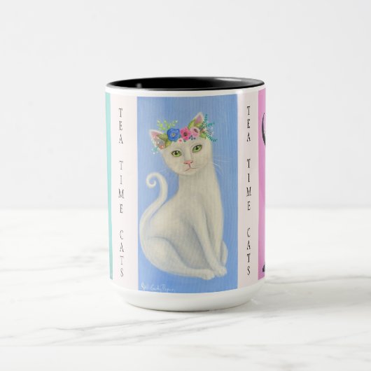 Tea Time Cats Whimsical Art Tasse (Zentrum)