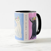 Tea Time Cats Whimsical Art Tasse (VorderseiteRechts)