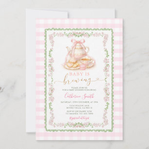 Tea Time Coquette Baby Is Brewing Baby Shower Einladung