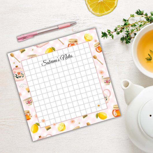 Tea Time Cozy Notes - Grid Lined Sticky Notes Post-it Klebezettel