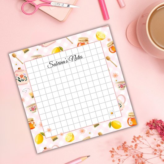 Tea Time Cozy Notes - Grid Lined Sticky Notes Post-it Klebezettel