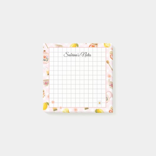 Tea Time Cozy Notes - Grid Lined Sticky Notes Post-it Klebezettel (Vorderseite)