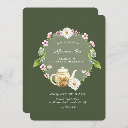 Tea Time Einladung (Vorne/Hinten)