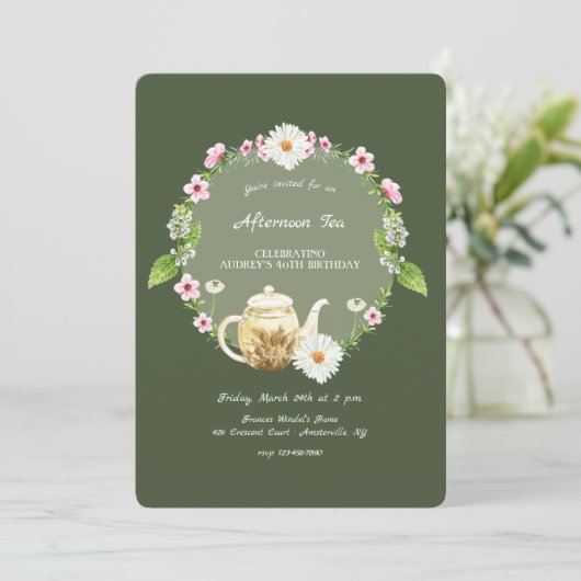 Tea Time Einladung (Stehend Vorderseite)