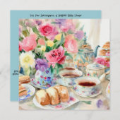 Tea Time Extravaganza: Tea Soirée, eine Babydusche Einladung (Vorne/Hinten)