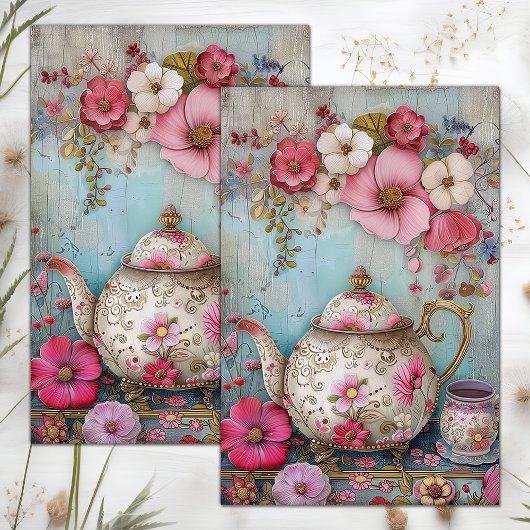 TEA TIME FLORAL DECOUPAGE TISSUE PAPER SEIDENPAPIER