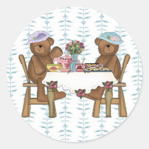 Tea Time for Teddies Runder Aufkleber