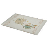 Tea Time Graphic Design, hellbeige Hintergrund Schneidebrett (Ecke)