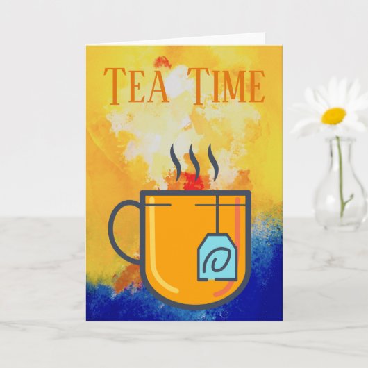 Tea Time Grußkarte Karte (Kleine Pflanze)