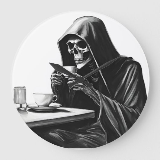 Tea Time Halloween Große Wanduhr (Vorderseite)